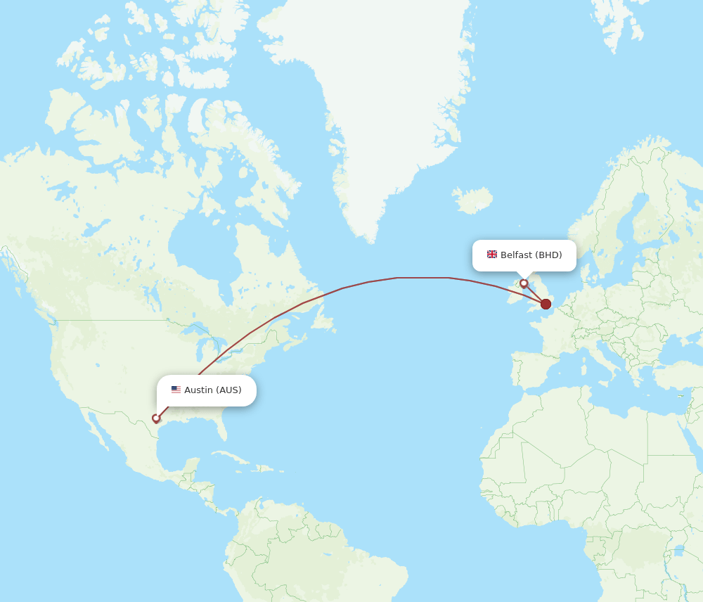 AUS-BHD flight routes