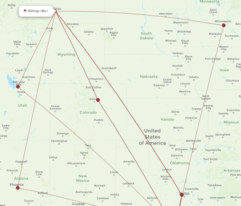 AUS-BIL flight routes