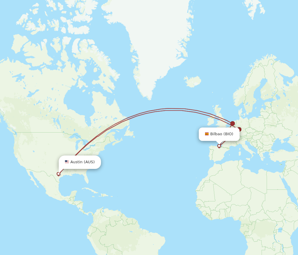 AUS to BIO flights and routes map