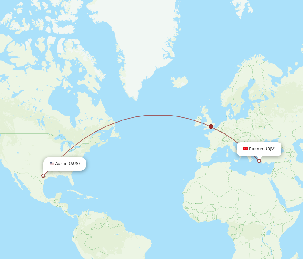 AUS-BJV flight routes