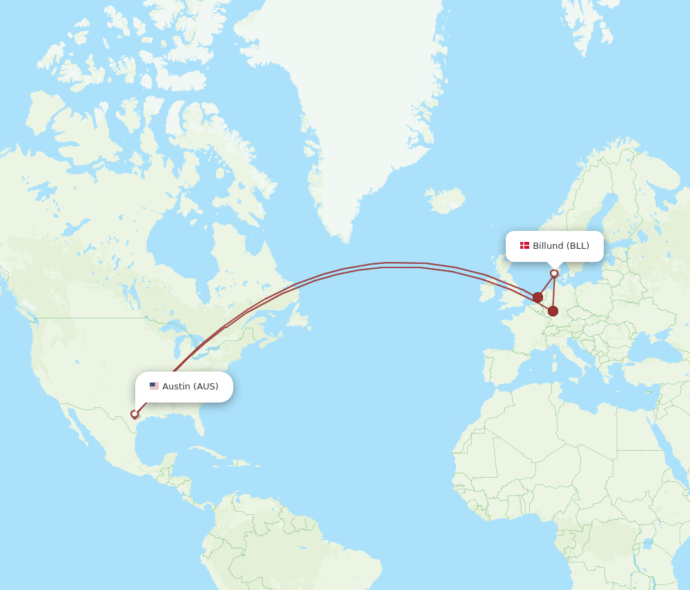AUS-BLL flight routes