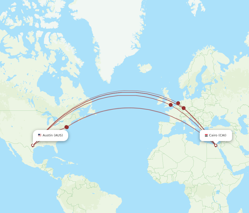 AUS-CAI flight routes