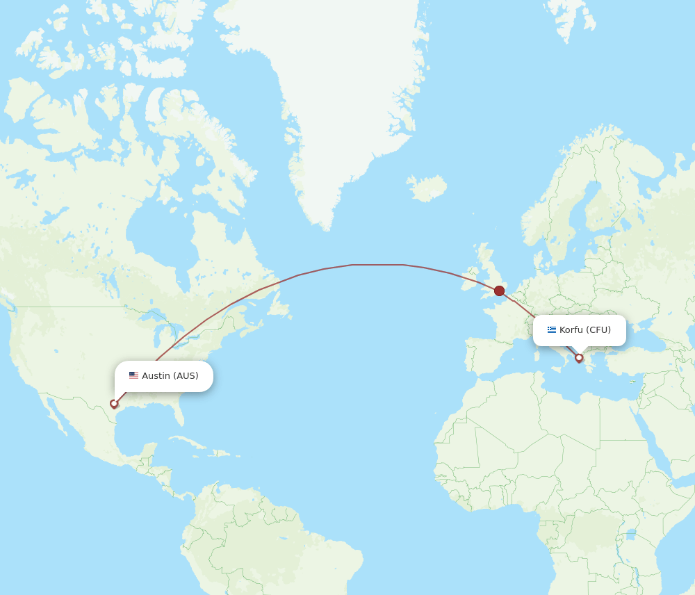AUS-CFU flight routes