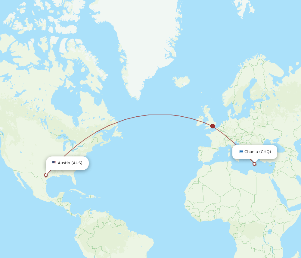 AUS-CHQ flight routes