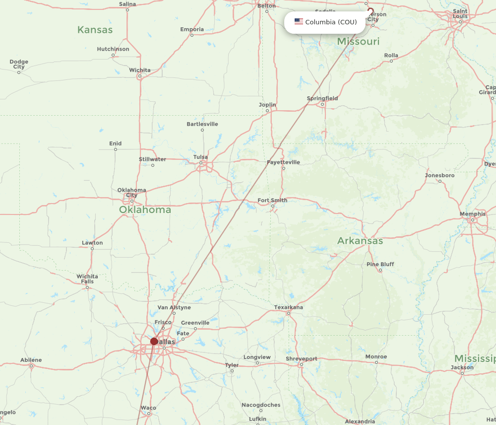 AUS-COU flight routes