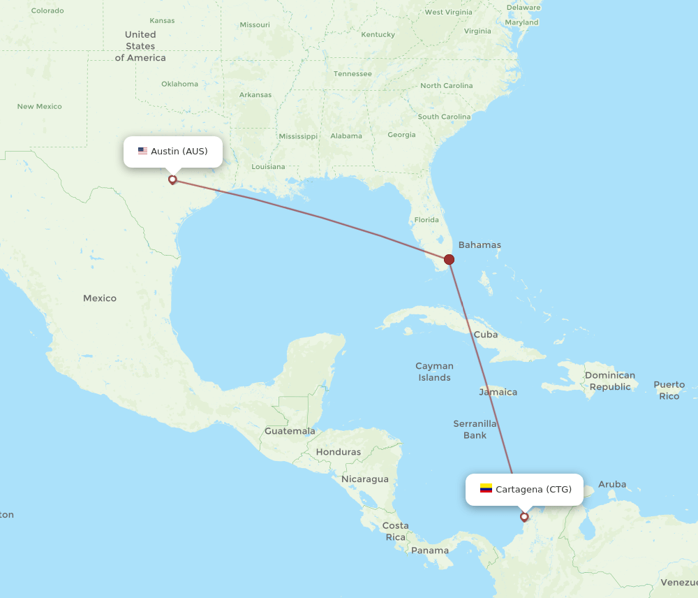 AUS-CTG flight routes
