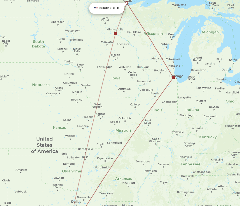 AUS-DLH flight routes