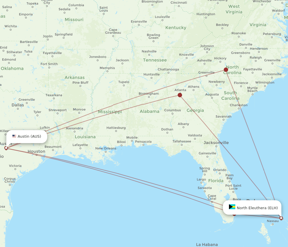AUS-ELH flight routes