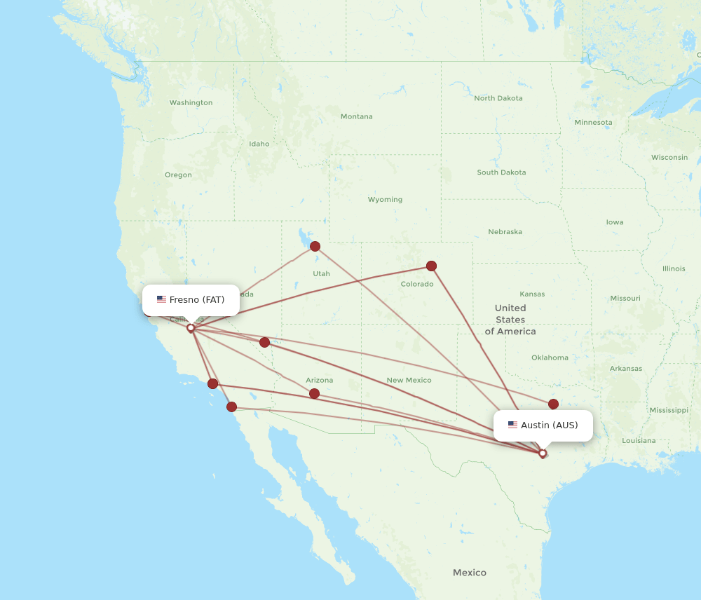 AUS-FAT flight routes