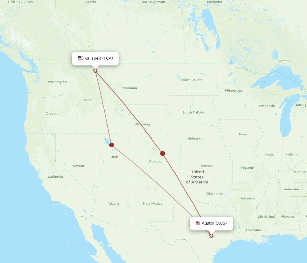 AUS-FCA flight routes
