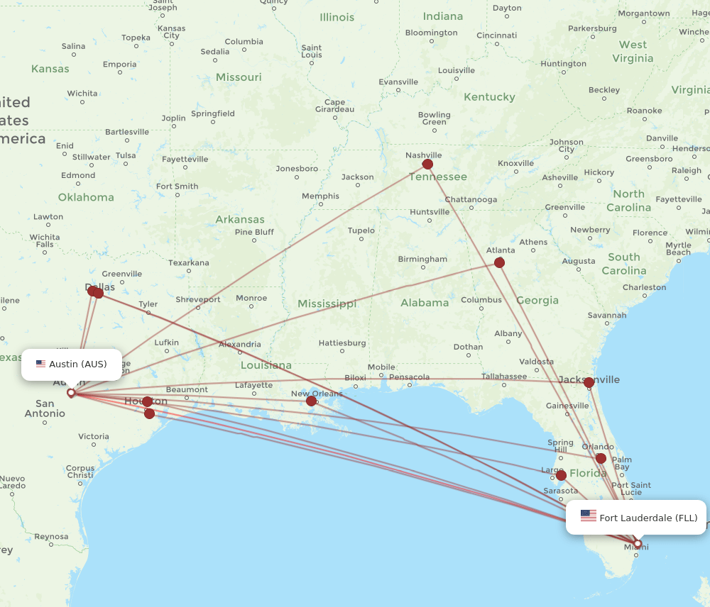 AUS-FLL flight routes
