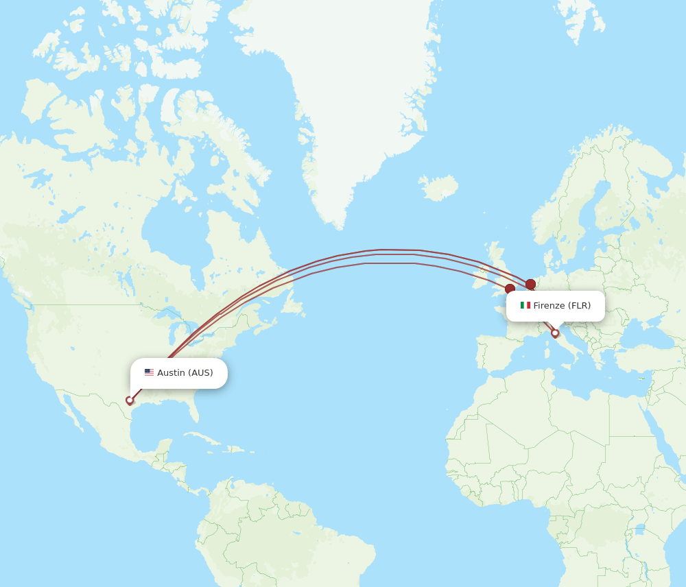 AUS to FLR flights and routes map