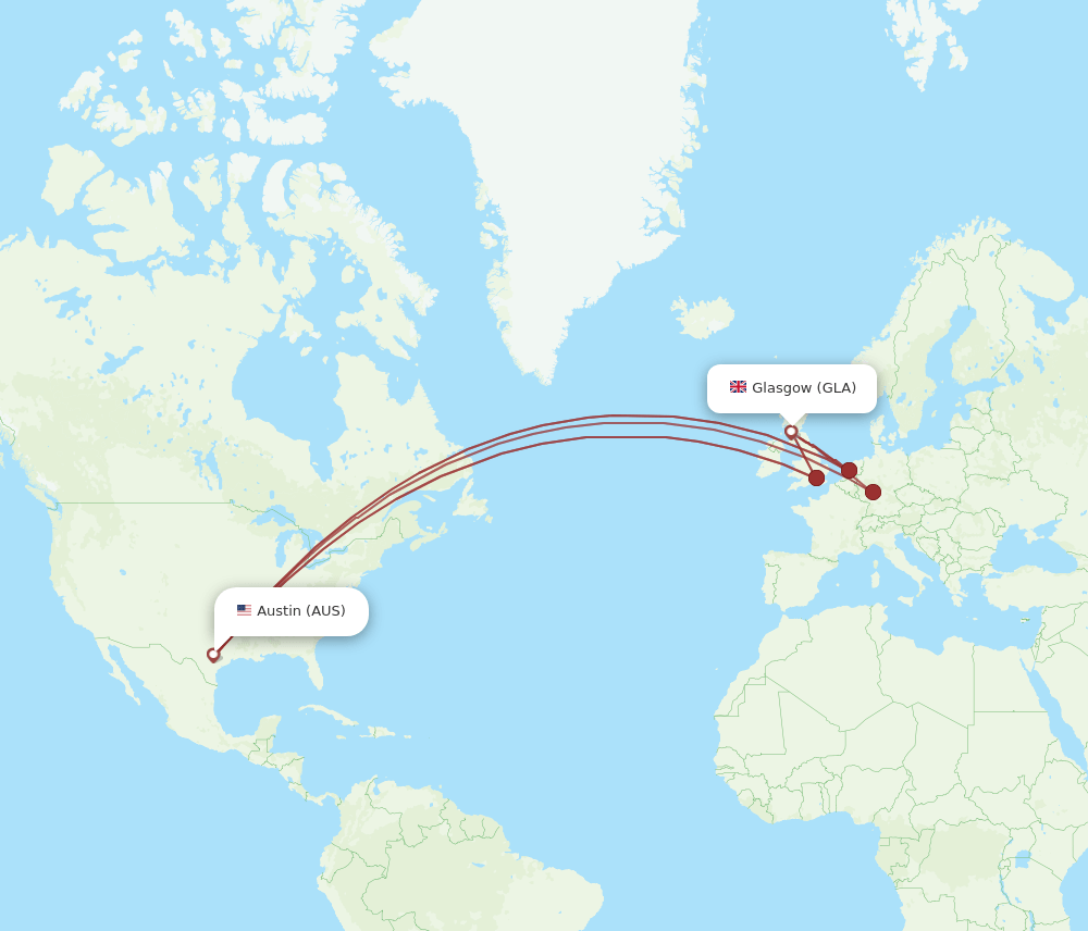 AUS-GLA flight routes