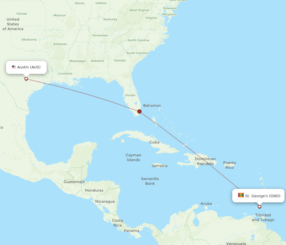 AUS-GND flight routes