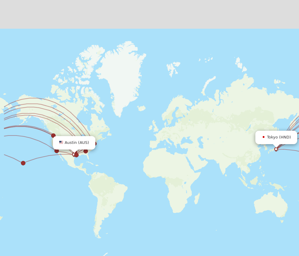 AUS to HND flights and routes map