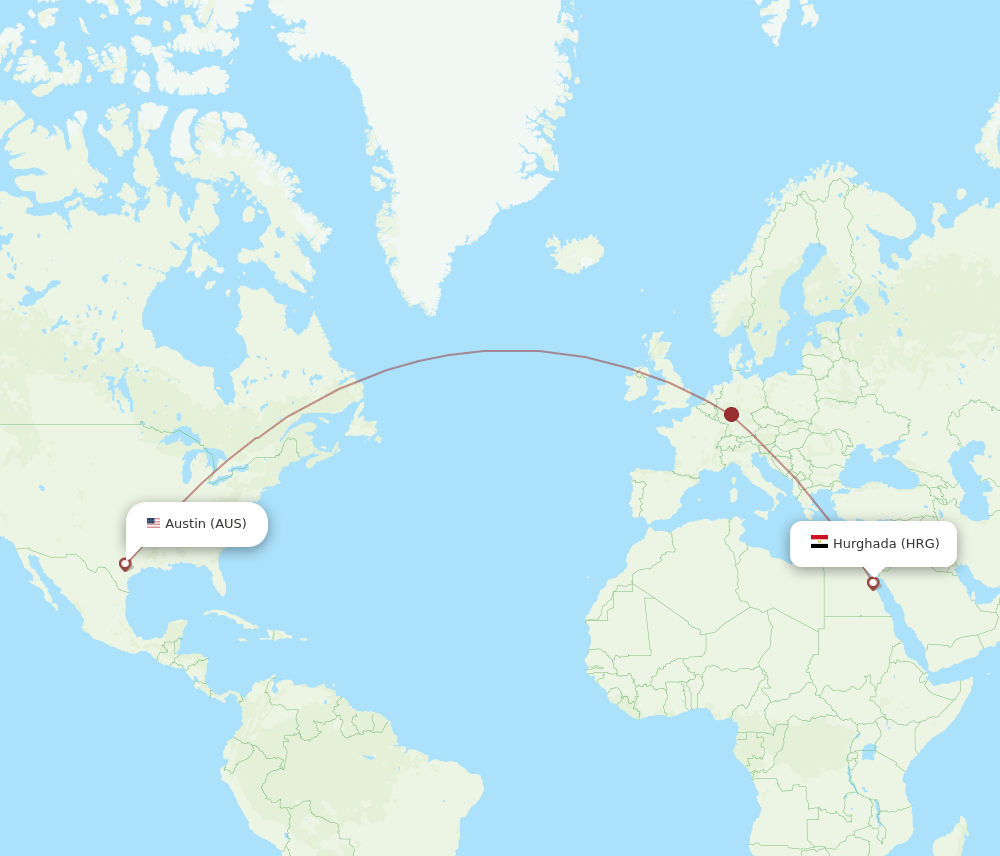 AUS-HRG flight routes