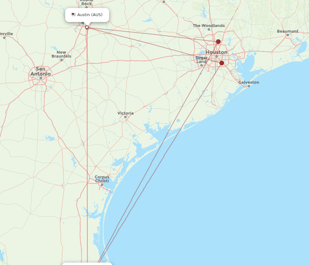AUS-HRL flight routes