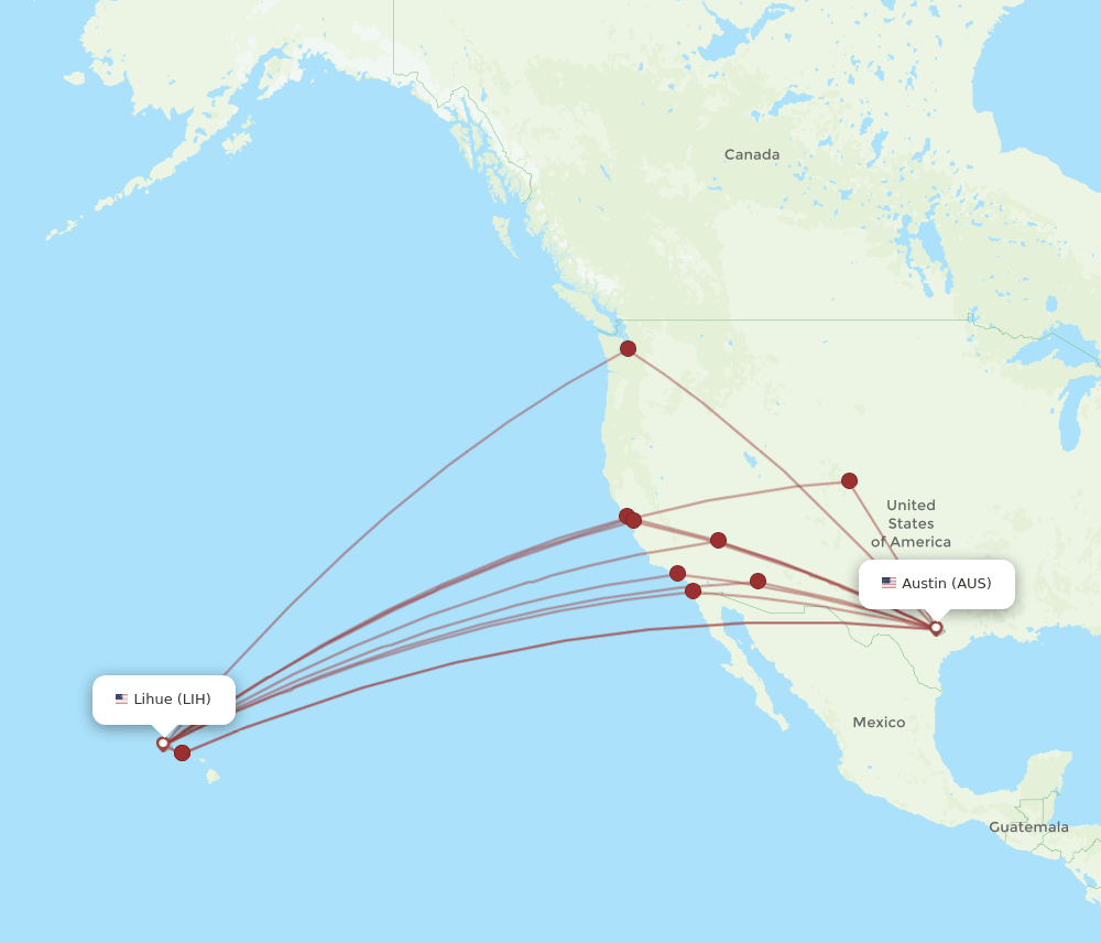 AUS to LIH flights and routes map
