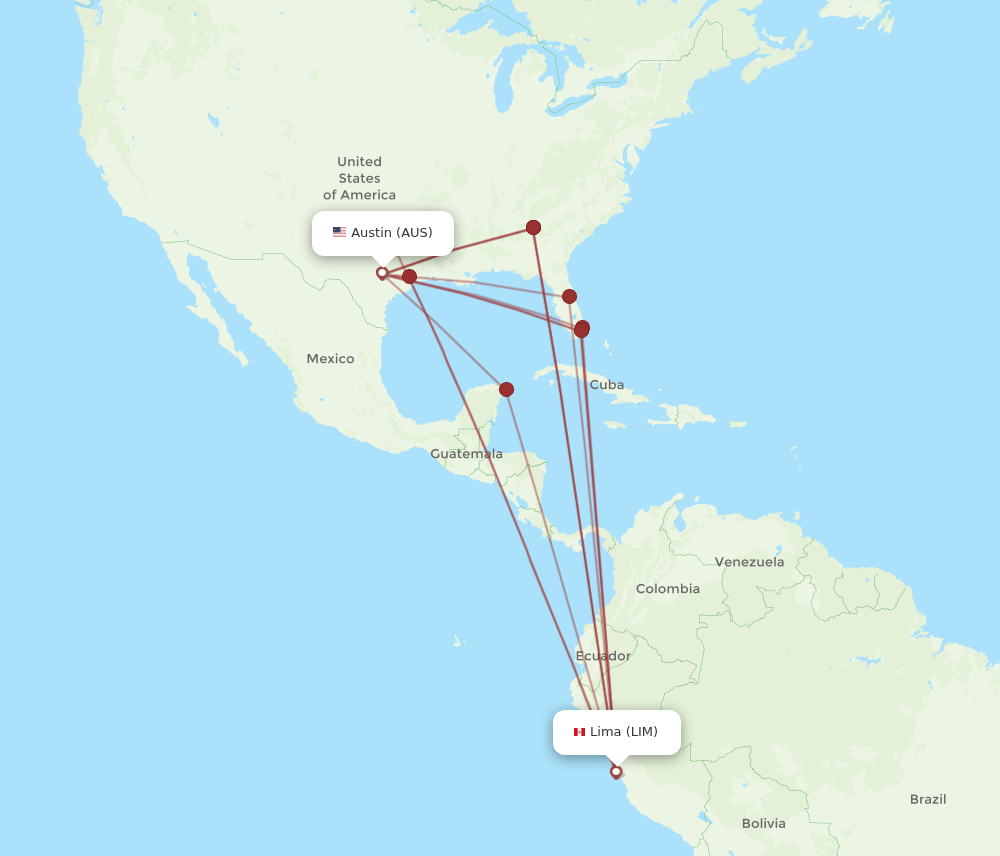 AUS-LIM flight routes