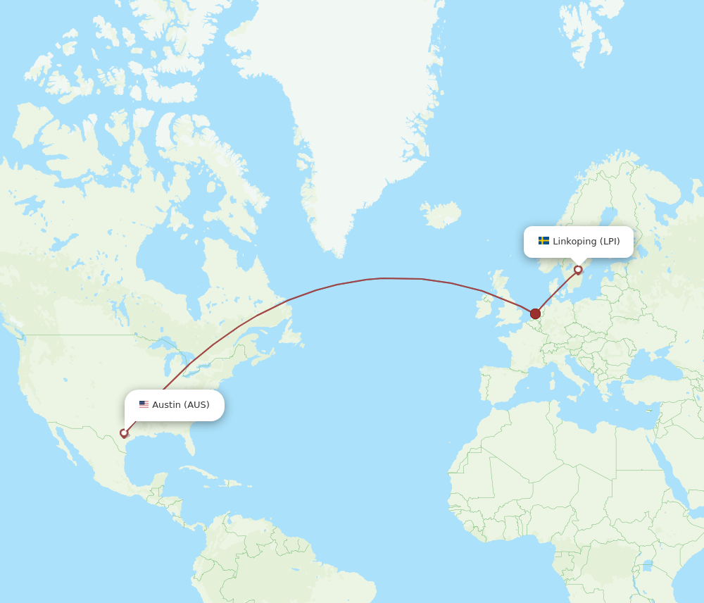 AUS to LPI flights and routes map