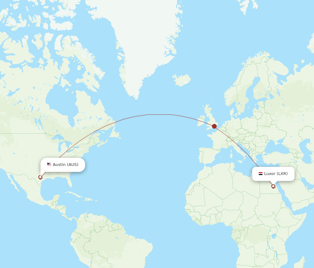 AUS-LXR flight routes