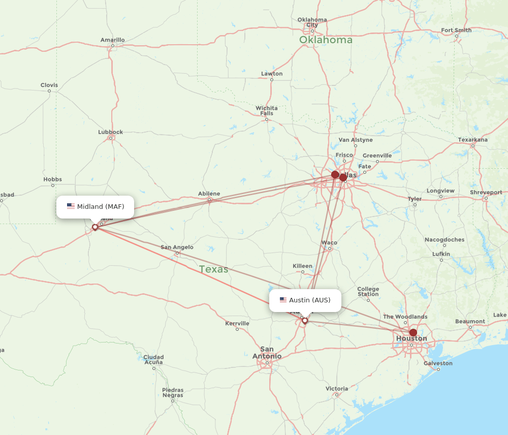 AUS-MAF flight routes
