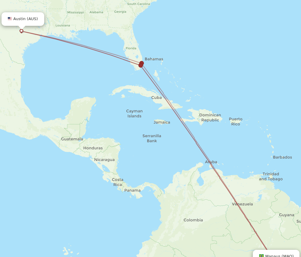 AUS to MAO flights and routes map