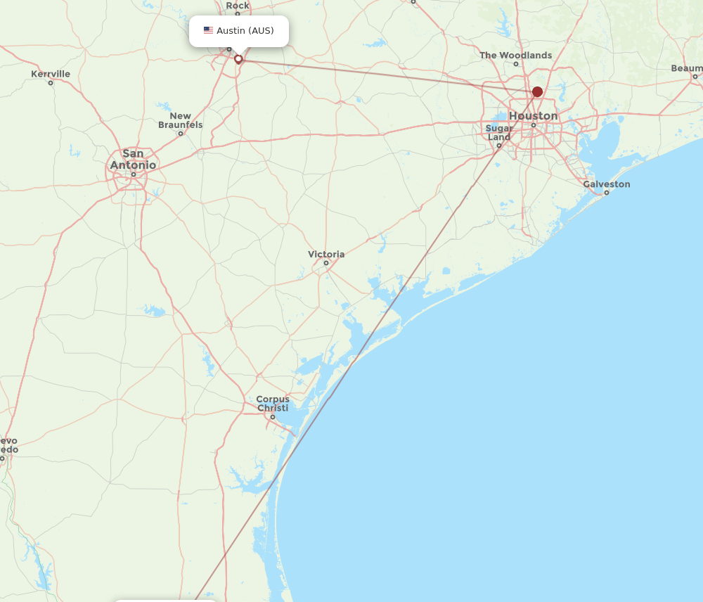 AUS to MFE flights and routes map