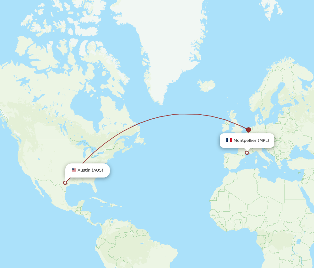 AUS to MPL flights and routes map