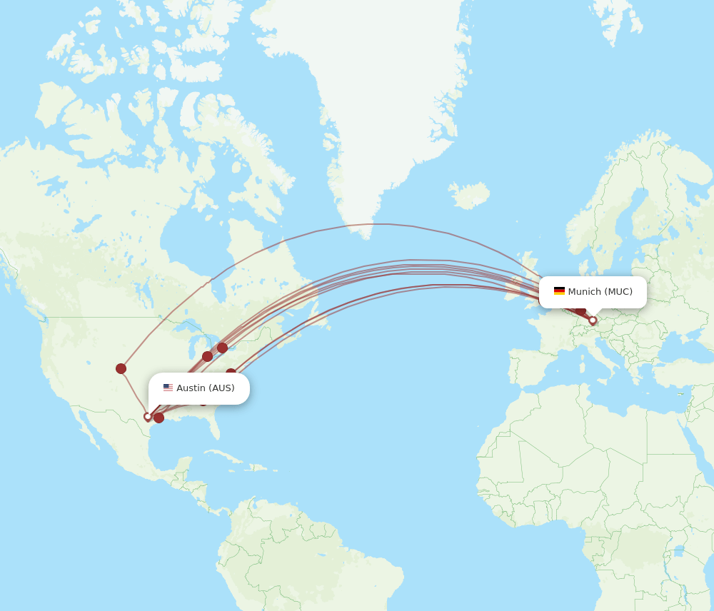 AUS-MUC flight routes