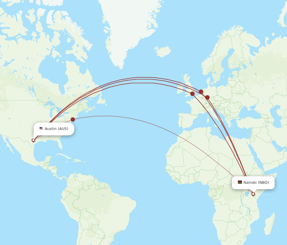 AUS-NBO flight routes