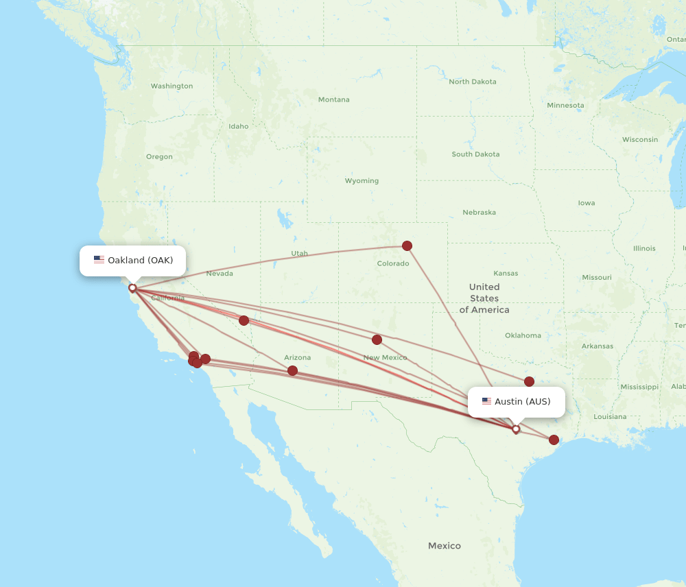 AUS-OAK flight routes