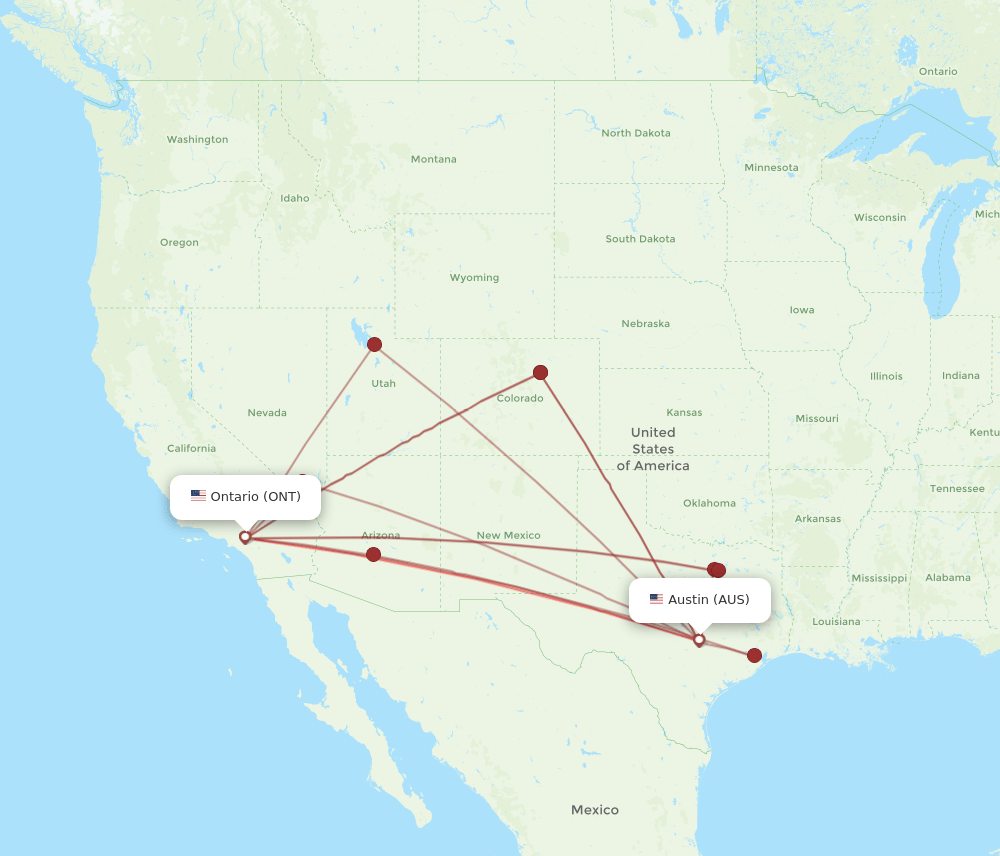 AUS-ONT flight routes
