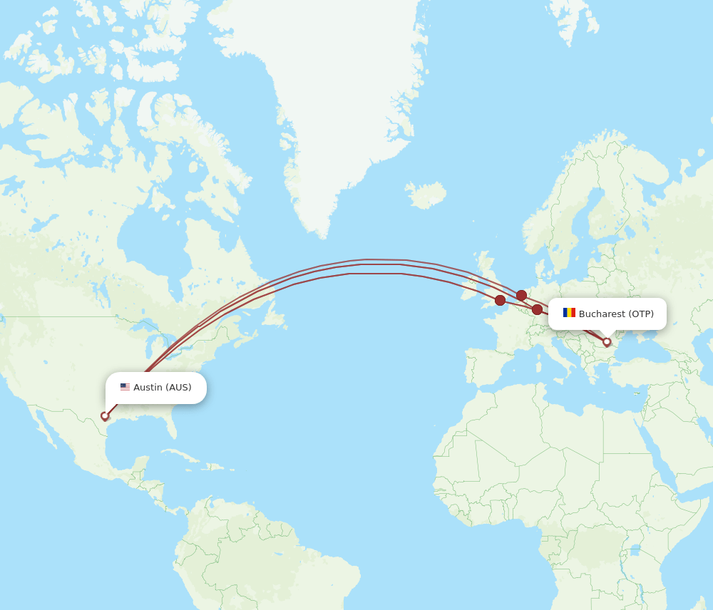 AUS-OTP flight routes