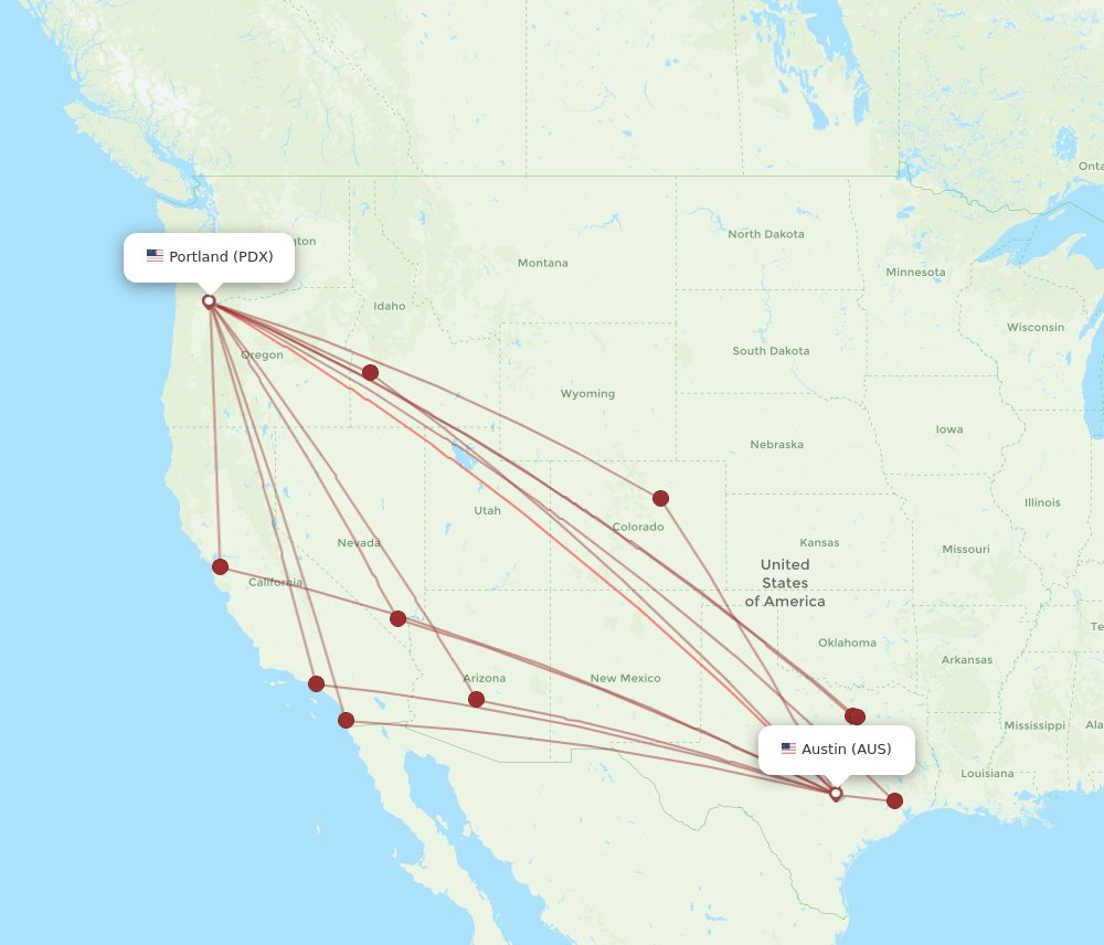 AUS-PDX flight routes