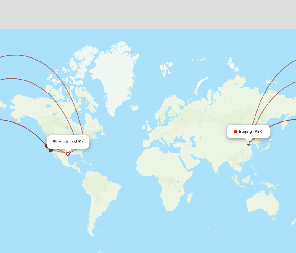 AUS-PEK flight routes