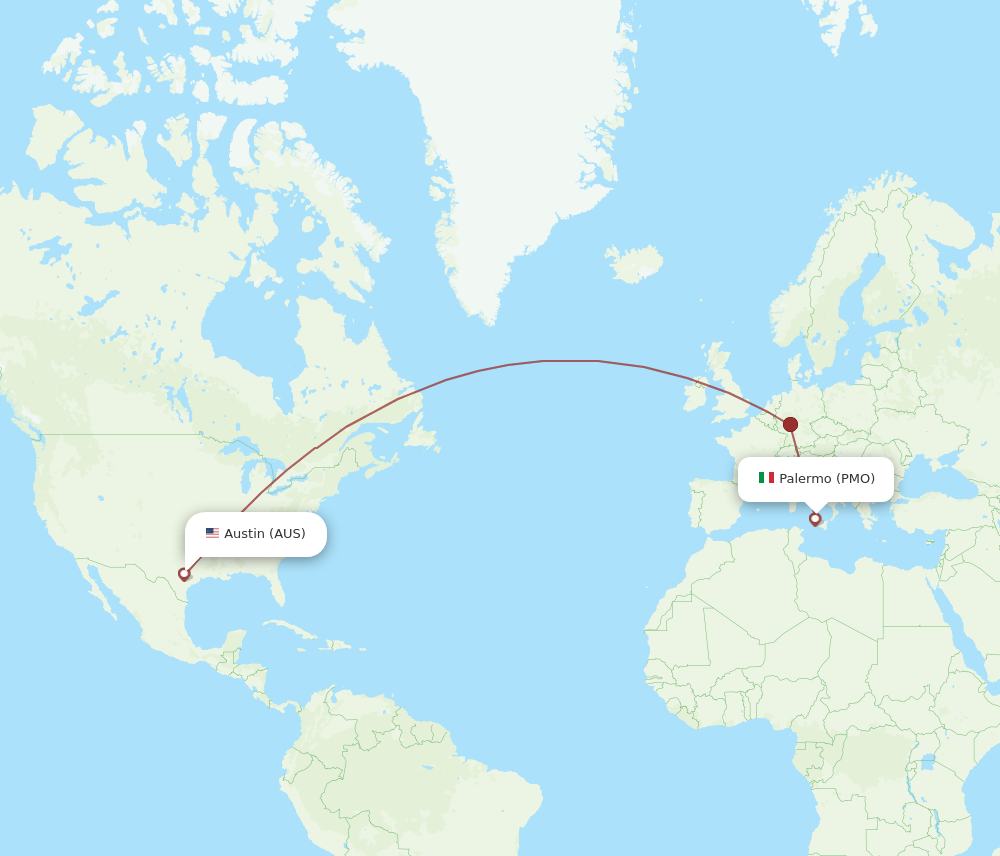 AUS-PMO flight routes