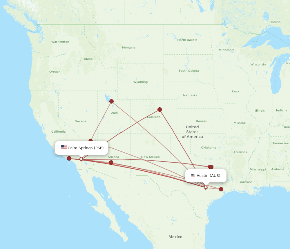AUS-PSP flight routes