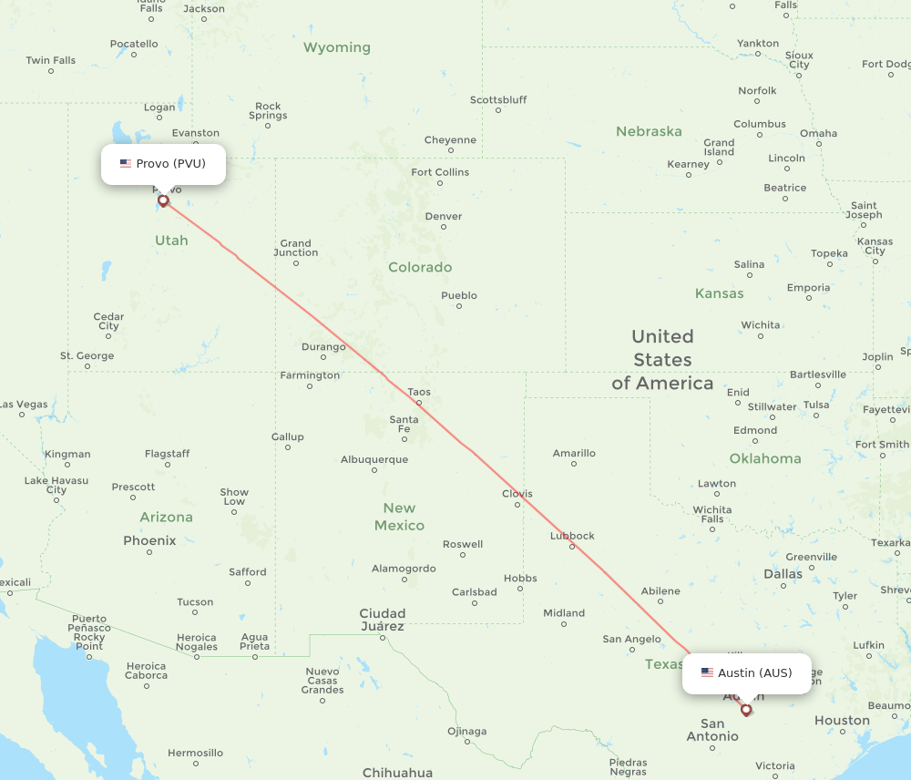 AUS-PVU flight routes