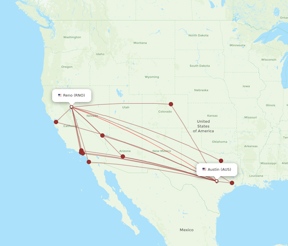 AUS-RNO flight routes