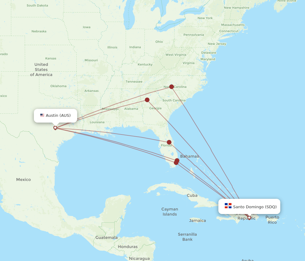 AUS-SDQ flight routes