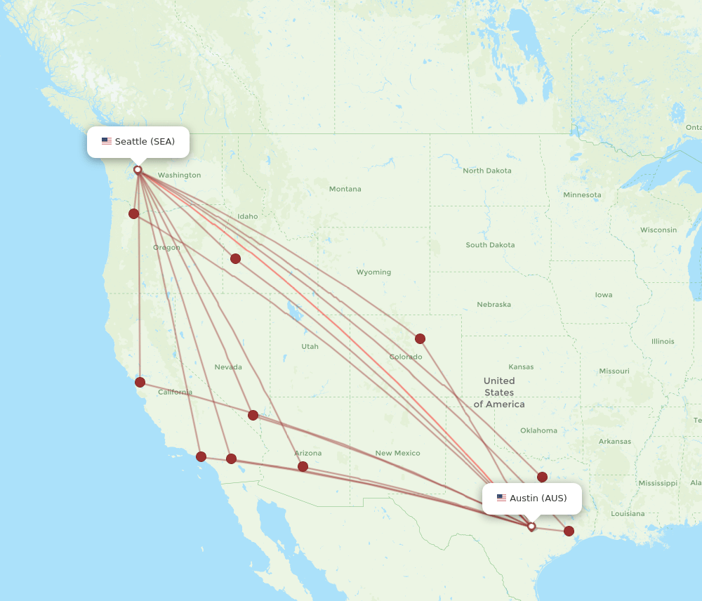AUS-SEA flight routes