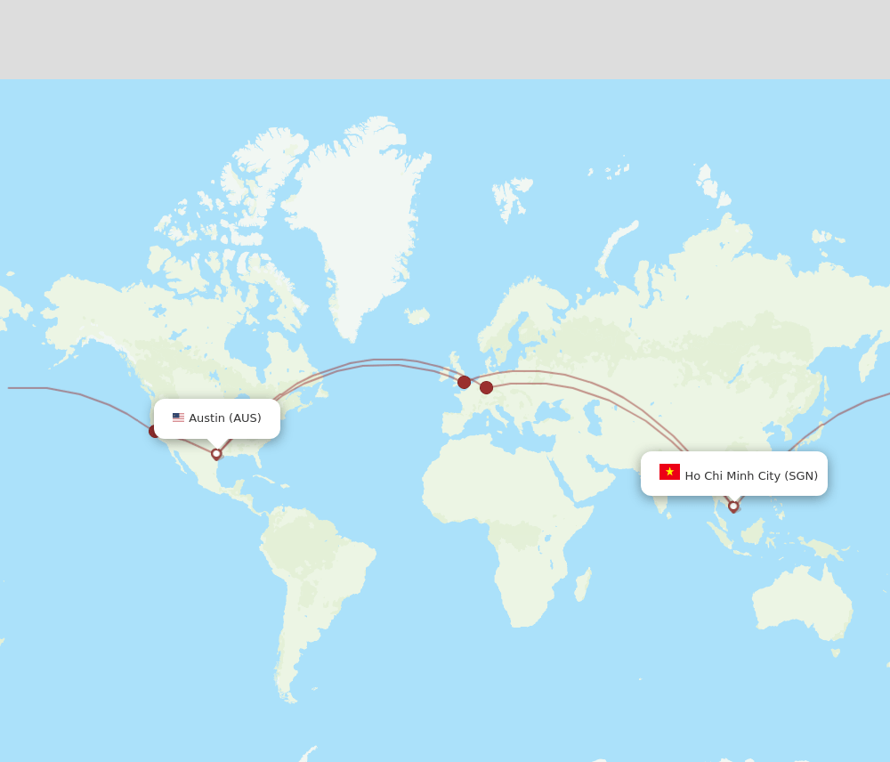 AUS-SGN flight routes