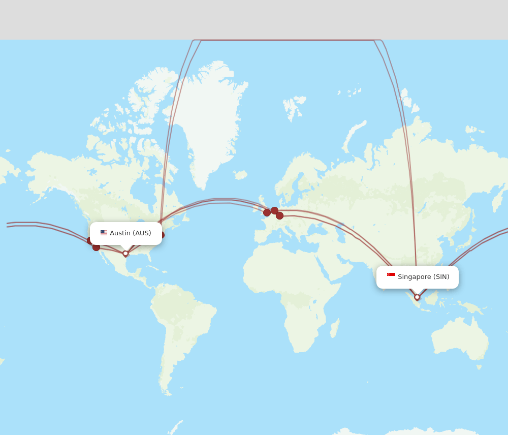 AUS-SIN flight routes