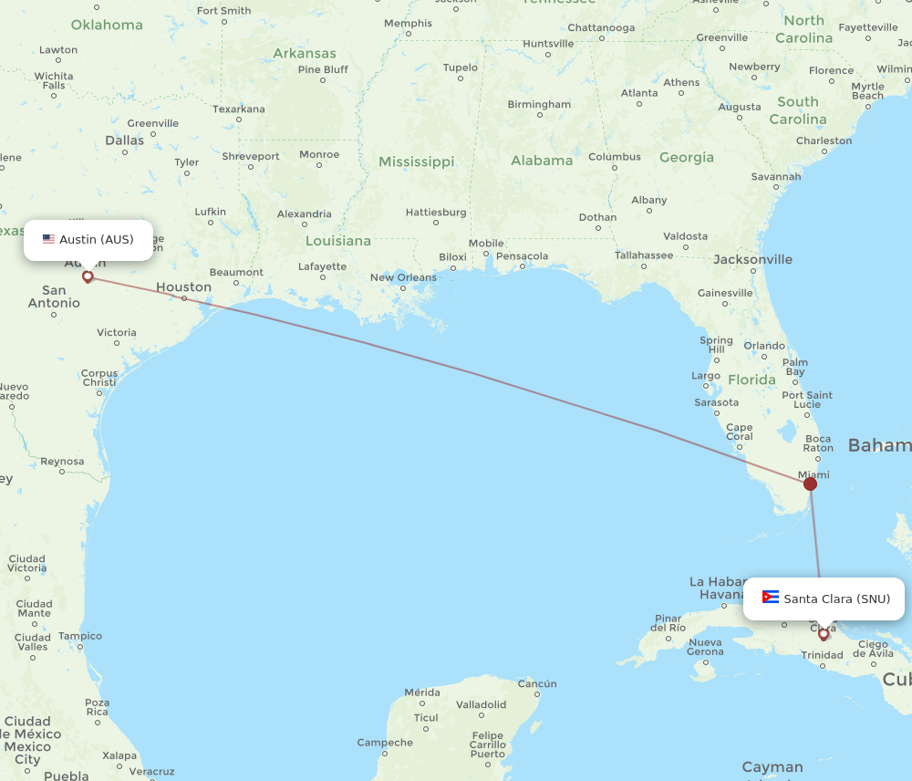 AUS-SNU flight routes