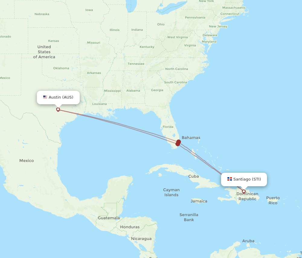 AUS-STI flight routes