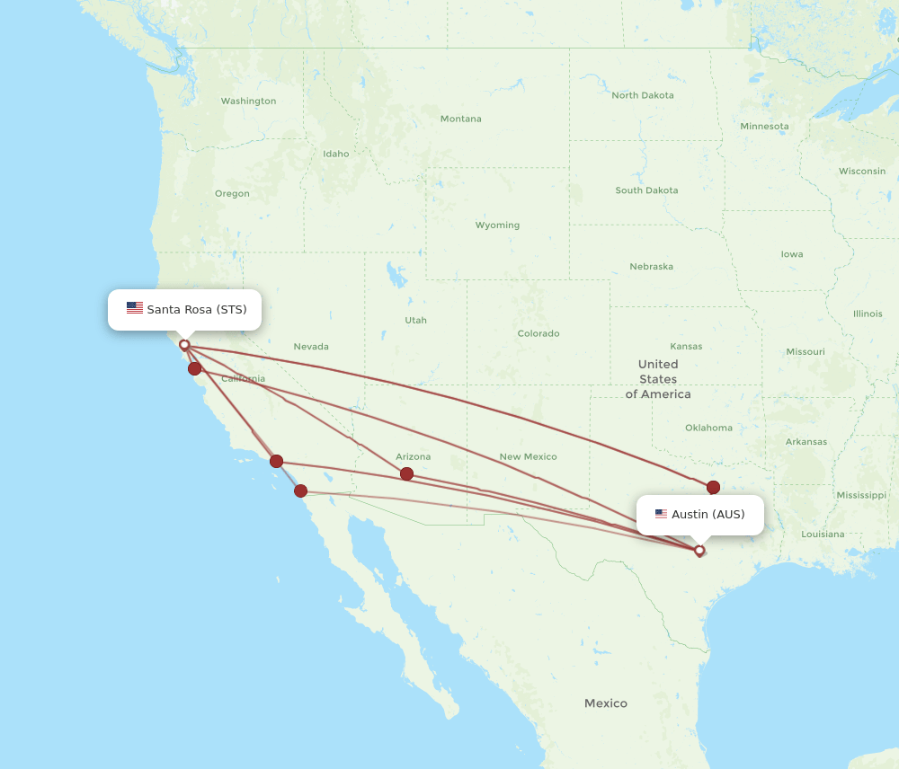AUS-STS flight routes