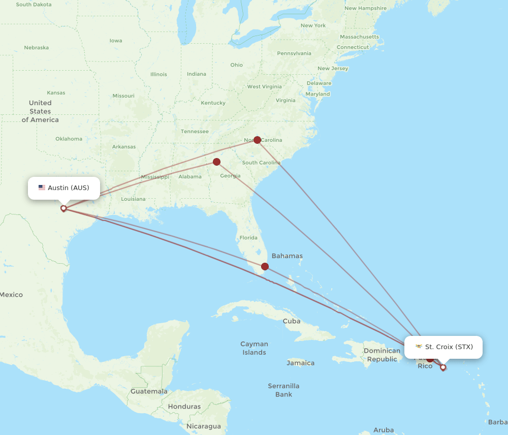 AUS-STX flight routes