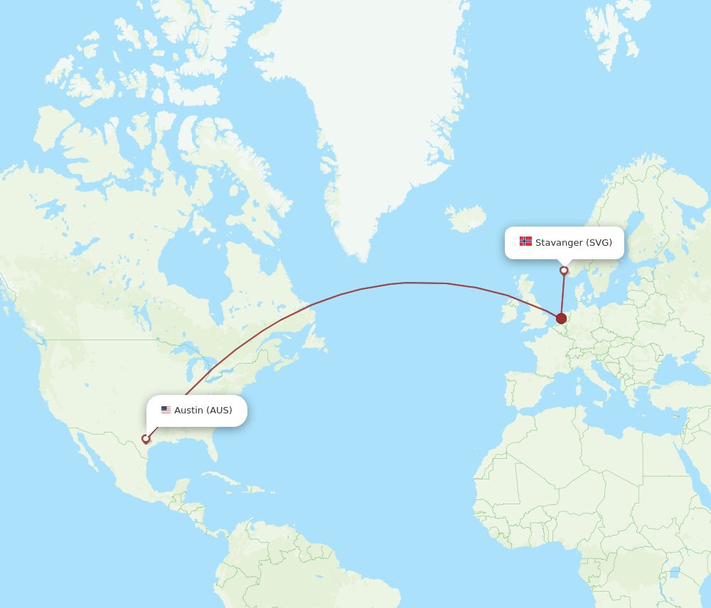AUS-SVG flight routes
