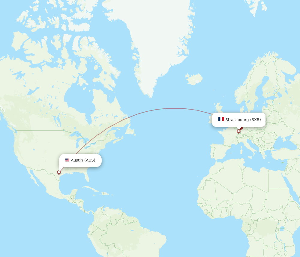AUS-SXB flight routes